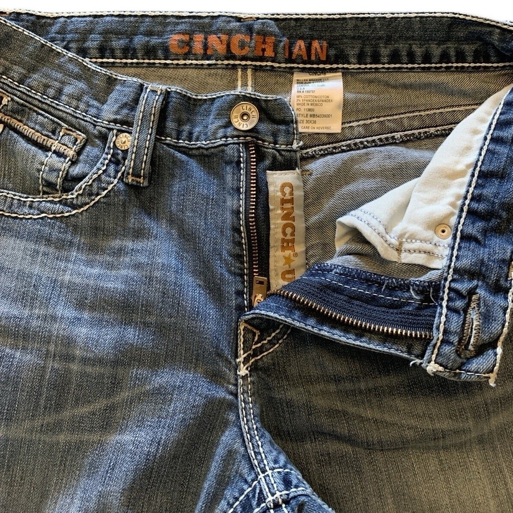 Cinch IAN Jeans Men's 29x35 Blue Med Wash Bootcut Stretch Cowboy Western Rodeo